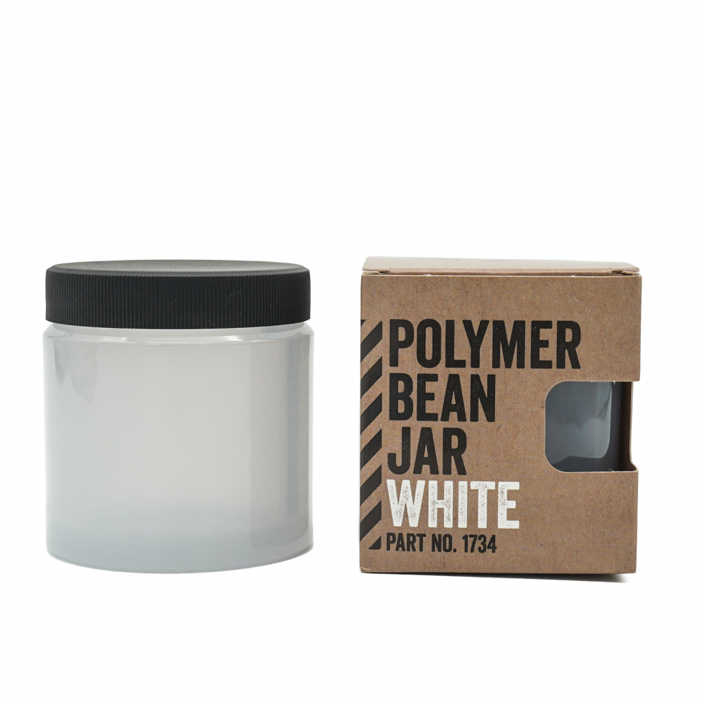 Polymer Bean Jar + lid, White Tea Coffee Suplies