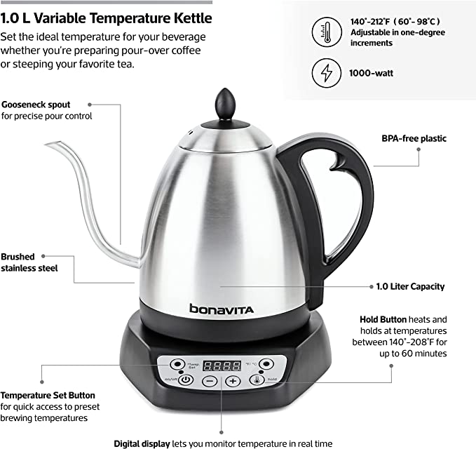 bonavita variable kettle for tea and coffee